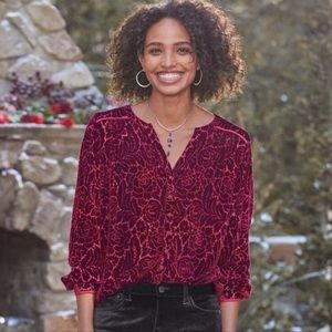 Sundance Red Velvet Obsession Silk Blend Blouse